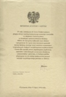 „Dyplom z okazji roku Jubileuszu 40-lecia Polski Ludowej"